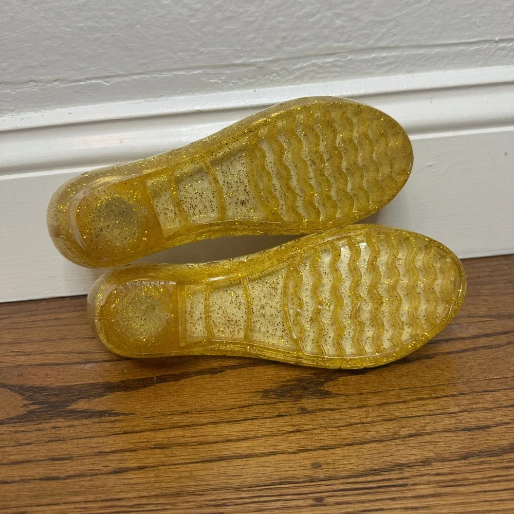 Disney Parks Princess Belle Light-Up Glitter Jelly Shoes Gold Dress Up Girls 13